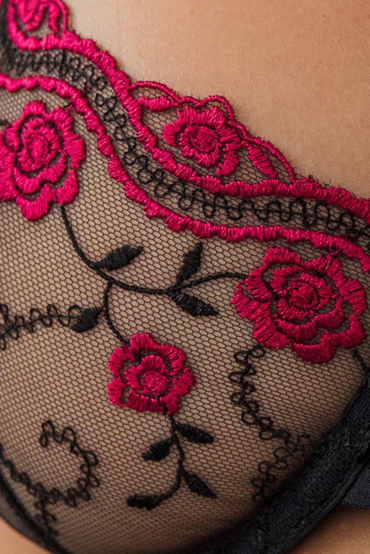 Belle Lace 1404 Underwire Bra Black/Red - Image 2