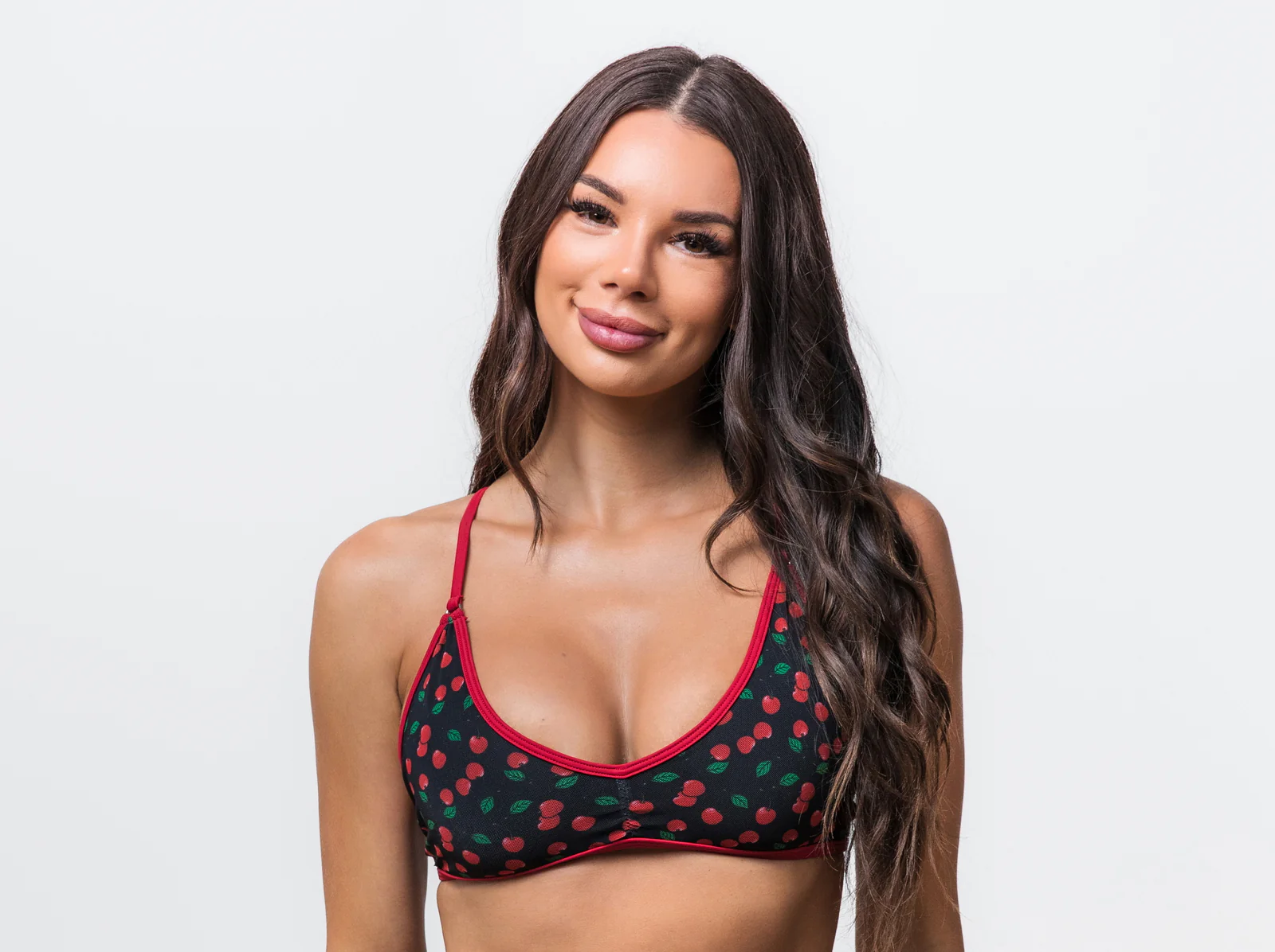 Cherry Cola 3585 Lined Crop Bikini Top Black/Red - Image 5