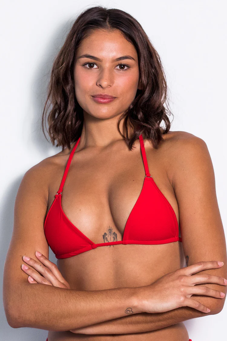 Matt Lycra 3553 Lined Tri Top Bikini Fire Red - Image 3