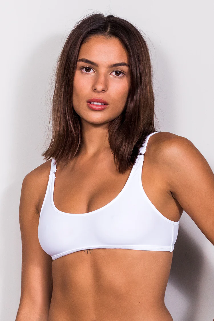 Matt Lycra 358 Crop Bikini Top White - Image 3