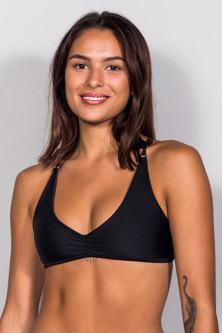 Matt Lycra 3585 Lined Crop Bikini Top Black - Image 5