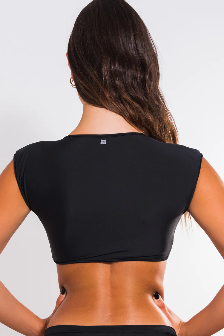 Matt Lycra 396 Crop Bikini Top Black - Image 4