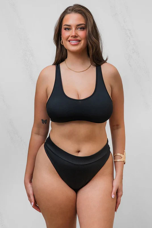 Matt Lycra Denise Crop Bikini Top Black - Image 2