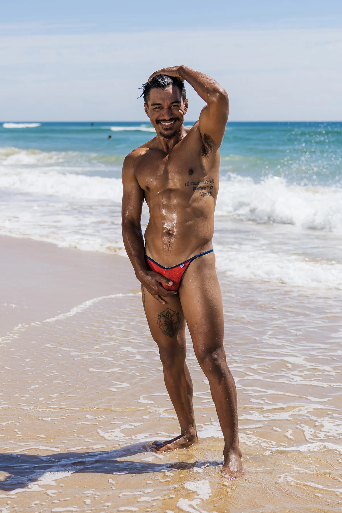 Micro Mesh 004 Cable Beach Thong Coral Midnight - Image 3