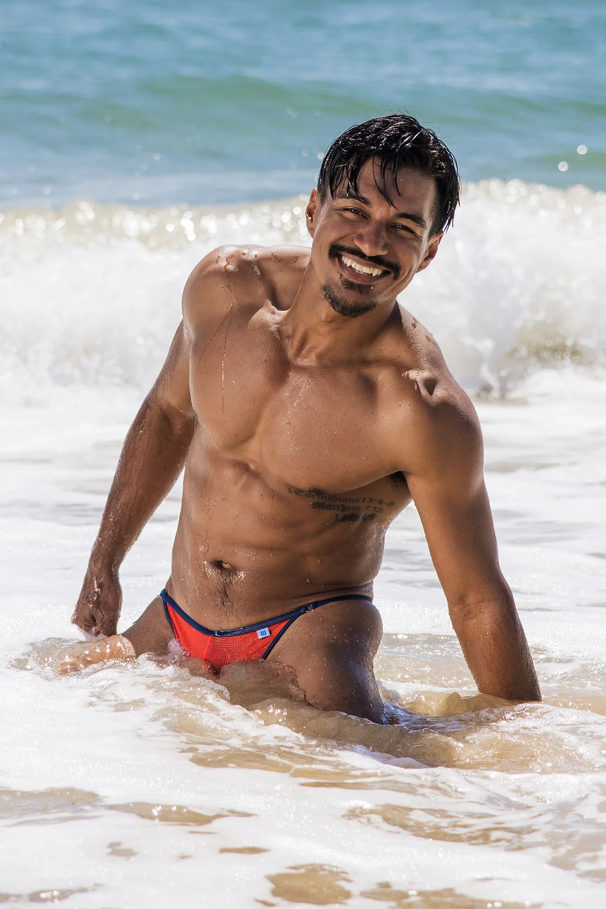Micro Mesh 004 Cable Beach Thong Coral Midnight - Image 4